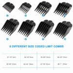 welltop Professional Hair Clipper Guide Combs, Clipper Guide Comb Set, 8 Sizes Coded Cutting Guides-1/8″ to 1″, universal Replacement Hair Clipper Comb Attachments for Clippers Trimmers, Black