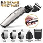 Hair Clippers for Men, Telfun Beard Trimmer Waterproof Hair Trimmer for Men 2 Ways Rechargeable Professional Cordless Hair Trimmer Facial Cutting Groomer All in 1 Mens Grooming Kit with LED Display