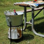 Sunnydaze Ice Bucket Drink Cooler with Stand and Tray for Parties, Pebbled Galvanized Steel, Holds Beer, Wine, Champagne and More