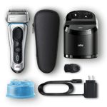 Braun Series 8 8370cc Next Generation, Electric Shaver, Rechargeable and Cordless Razor, Silver, with Clean&Charge Station and Fabric Travel Case