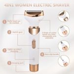 Electric Razor for Women Bikini Trimmer, MKIOVH Women’s Shaver Cordless 4 in 1 Wet and Dry, Shaver for face, Legs and underarms, Replaceable Trimmer Head, Micro USB Rechargeable