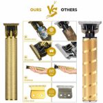 Professional Electric Pro Li Outliner, 0mm Baldheaded Hair Clippers for Men Barber Grooming Cordless Rechargeable Close Cutting T-Blade Trimmer Haircutting Beard Shaver Barber (Gold)