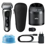 Braun Electric Razor for Men, Series 8 8457cc Electric Foil Shaver with Precision Beard Trimmer, Cleaning & Charging SmartCare Center, Galvano Sliver