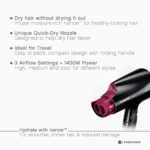 Panasonic nanoe Compact Hair Dryer for Healthy-Looking Hair, 1400W Portable Hair Dryer with Folding Handling and QuickDry Nozzle for Fast Drying – EH-NA27-K (Black/Pink)