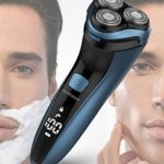 Electric Razor for Men, Dry&Wet 3D Mens Electric Shaver with Pop-up Trimmer, Rechargeable Rotary Shaving Machines with LCD Display&Travel Lock, Birthday Gift for Men Dad Boyfriend