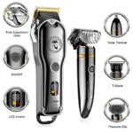 Hatteker Hair Clipper Cordless Hair Trimmer Barber Clipper T-Blade Trimmer Beard Trimmer Nose Trimmer Hair Cutting Grooming Kit Professional IPX7 Waterproof