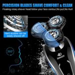 Gbuild Electric Razor for Men,Mens Electric Shavers Cordless Rechargeable,4 in 1 Dry Wet Waterproof Mans Shaver Electric Razor for Shaving Face,USB Travel Rotary Shaver with Nose Trimmer Facial Brush