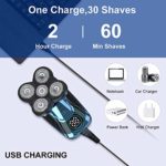 SURKER Electric Shaver Razor for Men 6 in 1 Bald Head Shaver Rotary Shaver Grooming Kit with Beard Trimmer Clippers Nose Trimmer Facial Brush Cordless Wet Dry USB Rechargeable