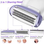 Electric Razor for Women,Bikini Trimmer Shaver for Women Hair Legs and Underarms, Cordless Painless Waterproof Lady Electric Shavers for Women with LED Light-Purple