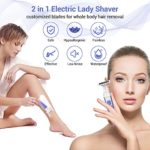 2-in-1 Electric Razors for Women, Painless Womens Electric Shaver Bikini Trimmer Body Hair Removal for Face Legs and Underarm, Portable Pubic Women Hair Razors Wet and Dry Use