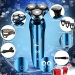 Electric Razor for Men Shavers for Men Electric Shavers for Men Face Man Electric Shavers Dry Wet Waterproof Rotary Shaver Cordless USB Rechargeable Gift for Husband Dad Shaving Machine Blue