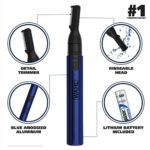 Wahl Lithium Pen Detail Trimmer with Interchangeable Heads for Nose, Ear, Neckline, Eyebrow, & Other Detailing – Rinseable Blades for Hygienic Grooming & Easy Cleaning – Blue – Model 5643-400