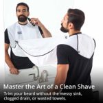 ??Beard King Beard Bib Apron for Men Deluxe Cape as Seen Shark Tank Men Hair Catcher for Shaving One Size Fits all White