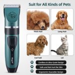 CkeyiN Dog Grooming Kit, Rechargeable Low Noise Dogs Shaver Clippers Electric Cordless Dog Hair Trimmer for Dogs and Cats with Comb Guides Scissors