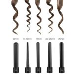 CkeyiN 5 in 1 Curling Iron Wand Set with 5 Interchangeable Ceramic Barrels and Temperature Control Dual Voltage Hair Curler for All Hairstyle,Include Glove