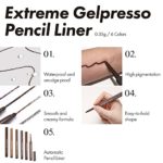 CLIO Extreme Gelpresso Pencil Eyeliner | Smudge-Proof, Waterproof, Long-Lasting, Long-Wear, 6 Cool and Warm Tone Shades, Ultra-Smooth, Creamy Formula, Precise Application, Retractable, Versatile Looks (001 BLACK BROWN)