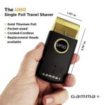 GAMMA+ Uno Mini Travel Mens Corded-Cordless Foil Shaver, USB Rechargeable, Pocket-Sized Black