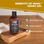 Wahl Shave Gel for a Clean, Close, Comfortable Shave. Easy to See Edging with the Clear Gel, Easily Clean the Razor and Soften Beard and Skin – 8.5 Oz – 805609A