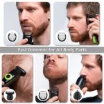 Beard Trimmer for Men, 5-in-1 Facial & Body Grooming Kit, Hair Trimmer, Precise Trimmer, Nose Trimmer, Body Hair Trimmer, with Adjustable Length Sliders, 40 Length Level Available – Green