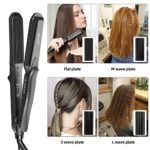 Hair Crimper, Crimping Irons Hair Straightener Flat Iron with 4 Interchangeable Tourmaline Ceramic Plate Adjustable Temperature for All Hair Type