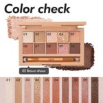 CLIO Pro Eye Shadow Palette | Matte, Shimmer, Glitter, Pearls, Highly Pigments, Long-Wearing | Brown Choux (#02)