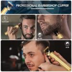 Professional Hair Trimmer for Men, Cordless Trimmer for Men, Beard Trimmer for Men, Electric T Blade Liners Outline Edgers Shaver 0mm Bald Zero Gap Grooming Kit with Guide Combs(Gold)