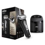 Braun Series 9 9380cc Electric Foil Razor for Men, Precision Beard Trimmer, Rechargeable, Cordless, Wet & Dry Shaver, Clean & Charge Station & Leather Travel Case, Black
