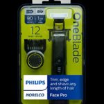 Philips Norelco OneBlade Pro Hybrid Electric Trimmer and Shaver, Black, 2 Piece, QP6530/70