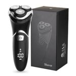 Electric Shaver Razor for Men, MAX-T Quick Rechargeable Wet Dry Rotary Shaver with Pop Up Trimmer and LED Display, IPX7 100% Waterproof (8101 with USB Cable)