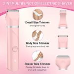 Electric Razors for Women, WUFAYHD Bikini Trimmer, 3 in 1 Women’s Razors for Shaving, Cordless Portable Shaver for Wet&Dry, Rechargeable Body Hair Removal for Face Legs Underarms