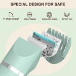 Waterproof Bikini Trimmer Women Electric Razor for Bikini Legs Pubic Hair Rechargeable Electric Shaver for Women Hair Removal with Snap-in Ceramic Blades IP7X Washable Head,Wet and Dry Use,Green