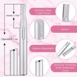 2 Pieces Electric Eyebrow Trimmer Women Precision Face Razors Mini Shaver Battery Operated Small Facial Hair Remover with Comb Personal Epilator for Face Neck Fuzz Lips Body Arms Leg (Pink, Silver)