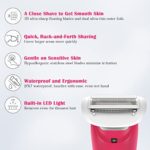 Electric Razor for Women, Laintene Painless Wet & Dry Ladies Shaver with LED Light, Waterproof Bikini Trimmer Body Hair Removal for Legs, Underarms, Arm (Rose)