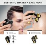 NITEEN Electric Head Hair Shaver Ultimate Mens Cordless Rechargeable Wet/Dry Head Shaver Waterproof Razor with Rotary Blades, Clippers, Nose Trimmer, Brush, Handle Razor