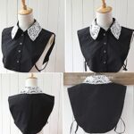 Flyou Lady Shirt False Collar Lace Half Shirt Detachable False Faux Collar Cuff Cotton Choker Tie