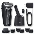 Braun Electric Razor for Men, Waterproof Foil Shaver, Series 7 7075cc, Wet & Dry Shave, with Beard Trimmer, Rechargeable, with Clean & Renew Refill Cartridges, 6 Count