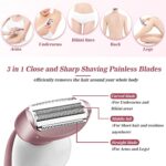 Electric Shaver for Women for Legs Best Bikini Trimmer Electric Razor for Womens Underarm Public Hairs Rechargeable Wet Dry Use Painless Cordless with Detachable Head (Pink)