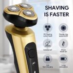 Electric Shaver Razor for Men Rechargeable Rotary for Shaving with Nose Trimmer Sideburns Trimmer Face Cleaning Brush IPX7 Waterproof Wet Dry 4 in 1 Rotary Shavers,Titanium Steel Shaver Head.