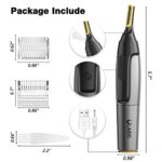 ULAIDO Titanium Nose Hair Trimmer for Men, USB Rechargeable Lighted Personal Beard Trimmer for Eyebrow/Nose/Ear & Facial, Electric Ear Hair Trimmer for Men As Seen on TV with Max Storage Bag