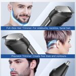 Beard Trimmer Hair Clipper for Men, All-in-One Men’s Grooming Kit with Cordless Rechargeable Hair Trimmer Nose Trimmer Electric Shaver, Stainless Steel Blades for Painless Facial & Body Hair Removal