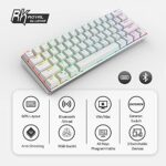 RK ROYAL KLUDGE 60% Mechanical Keyboard RK61 Pro, Wireless Gaming Keyboard Aluminum Frame, BT/Wired RGB Keyboard Bluetooth, PBT 61 Keys Mechanical Keyboard Hot Swappable, Gateron Red Switch, White
