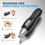 ACCOCAM 2022 Nose Ear Hair Trimmer for Men Women, Electric Nostril Nasal Hair Clippers Trimmers Remover with Vacuum Cleaning System, IPX7 Waterproof, Mute Motor, Wet/Dry, Battery-Operated