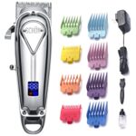 SCHON Cordless Rechargeable Hair Clipper and Trimmer for Men, Women, Children – Solid Stainless Steel Electric Buzzer with Precision Blades, Hair Cutting Kit with 8 Color-Coded Guide Combs