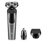 Electric Shaver Razor for Men, Rechargeable Rotary Shaver with Nose and Sideburns Trimmers, Wet/Dry 3 in 1 Shaving