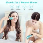 YHC Electric Razor for Women, 2-in-1 Women Shaver, Painless Hair Remover for Face, Legs, Arms, Bikini, Cordless, Rechargeable, Waterproof, Wet & Dry.