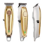 KEMEI Professional Beard & Hair Trimmer for Men, Cordless T-Blade Outliner Trimmer, Electric Hair Clippers for Barbers and Stylists, All Body Grooming-Model 1949 Gold