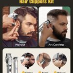 Romanda Hair Clippers for Men Professional,Clippers for Hair Cutting,Cordless Hair Clippers Kit,Mens Clippers and Trimmer Set
