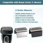 Series 5 52B Electric Shaver Replacement Head Blades Compatible with Braun Electric Razors Models 5018S, 5020CS, 5050CS, 5090, 5020, 52B Shaving Razor Blades Foil & Cutter Trimmer Head Cassette Black