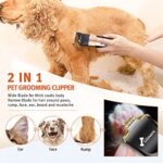 Gimars 2 in 1 Dog Grooming Clippers with Small Trimmer, 3-Speed High Power Quiet Rechargeable Dog Shaver Hair Clippers Kit with Comb & Scissors USB Cordless Electric for Dog, Cat, Pet