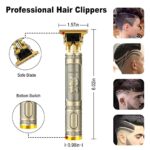 Cordless Hair & Beard Trimmer with 4 Guide Combs,Rechargeable T-Blade Hair Edgers Hair Clippers for Zero Gapped Haircut,Professional Electric Hair Trimmer Gifts for Men & Fathers Day(Bronze)